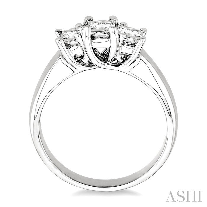 3/4 Ctw Three Stone Princess Cut Diamond Ring in 14K White Gold