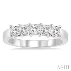 1 Ctw Princess Cut Diamond Wedding Band in 14K White Gold