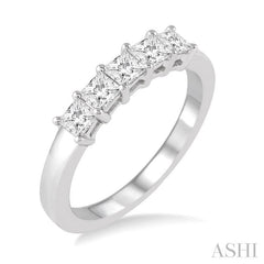 3/4 Ctw Princess Cut Diamond Wedding Band in 14K White Gold