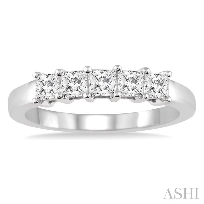3/4 Ctw Princess Cut Diamond Wedding Band in 14K White Gold