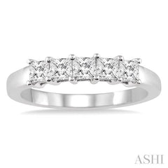 3/4 Ctw Princess Cut Diamond Wedding Band in 14K White Gold