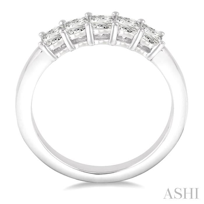 3/4 Ctw Princess Cut Diamond Wedding Band in 14K White Gold