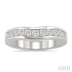 1 Ctw Princess Cut Diamond Matching Wedding Band in 14K White Gold