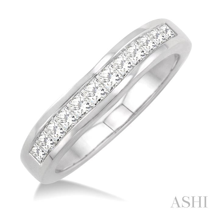 1/2 Ctw Princess Cut Diamond Matching Wedding Band in 14K White Gold