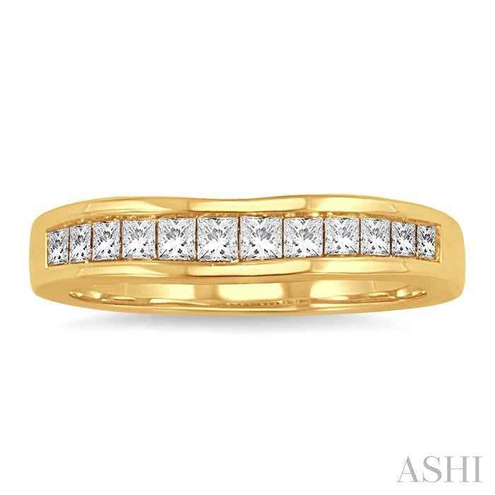 1/2 Ctw Princess Cut Diamond Matching Wedding Band in 14K Yellow Gold