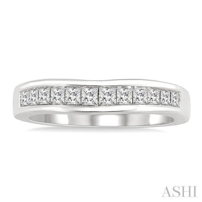 1/2 Ctw Princess Cut Diamond Matching Wedding Band in 14K White Gold