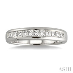 1 Ctw Princess Cut Diamond Wedding Band in 14K White Gold