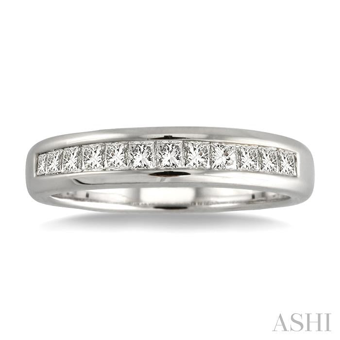 3/4 Ctw Princess Cut Diamond Wedding Band in 14K White Gold