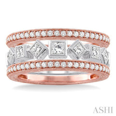 1 Ctw Diamond Stackable Band Set in 14K Rose and White Gold