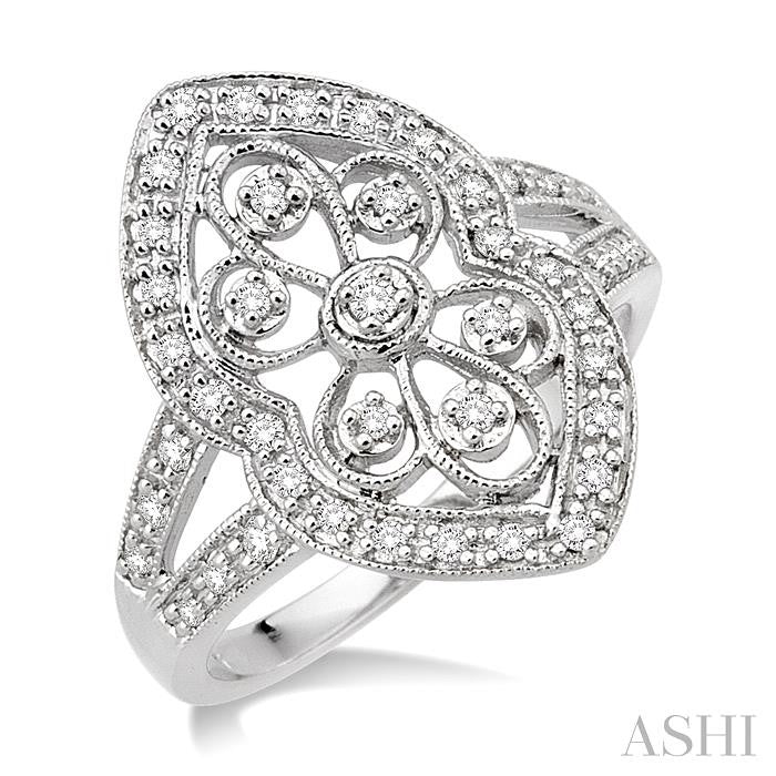 1/4 Ctw Round Cut Diamond Fashion Ring in 10K White Gold