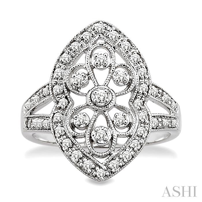 1/4 Ctw Round Cut Diamond Fashion Ring in 10K White Gold