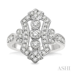 3/4 Ctw Round Cut Antique Diamond Fashion Ring in 14K White Gold