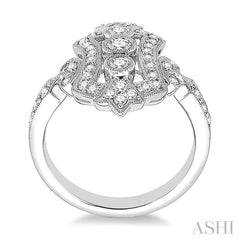 3/4 Ctw Round Cut Antique Diamond Fashion Ring in 14K White Gold
