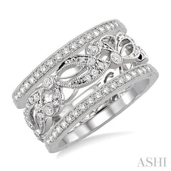 1/2 ctw Round Cut Diamond Triple Band Set in 14K white Gold