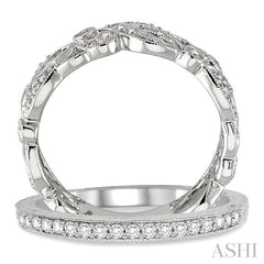 1/2 ctw Round Cut Diamond Triple Band Set in 14K white Gold