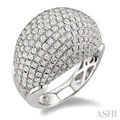 3 Ctw Dome Shape Round Cut Diamond Ring in 18K White Gold