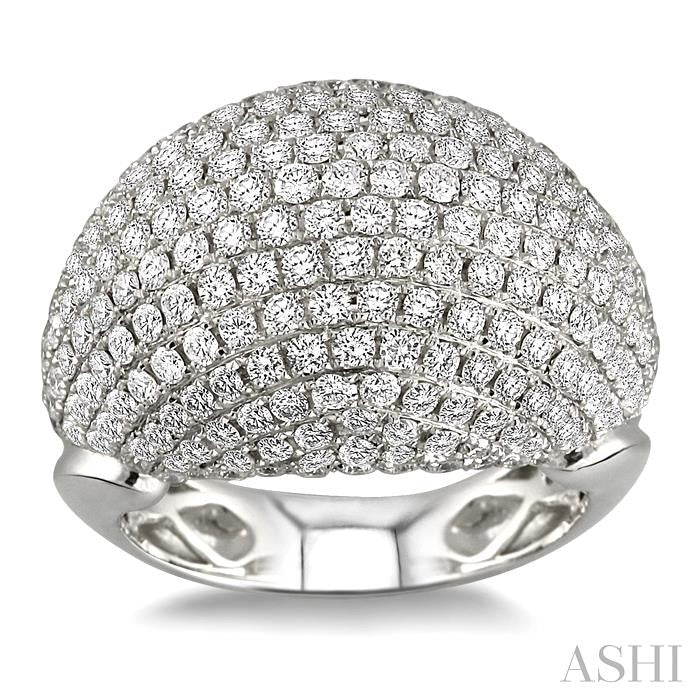 3 Ctw Dome Shape Round Cut Diamond Ring in 18K White Gold