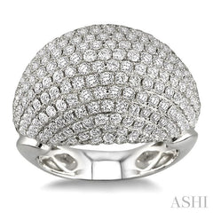 3 Ctw Dome Shape Round Cut Diamond Ring in 18K White Gold