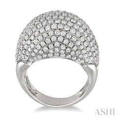 3 Ctw Dome Shape Round Cut Diamond Ring in 18K White Gold