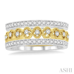 1/2 ctw Round Cut Diamond Triple Band Set in 14K white and yellow Gold