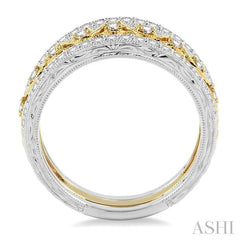 1/2 ctw Round Cut Diamond Triple Band Set in 14K white and yellow Gold