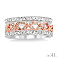 1/2 ctw Round Cut Diamond Triple Band Set in 14K White and Rose Gold