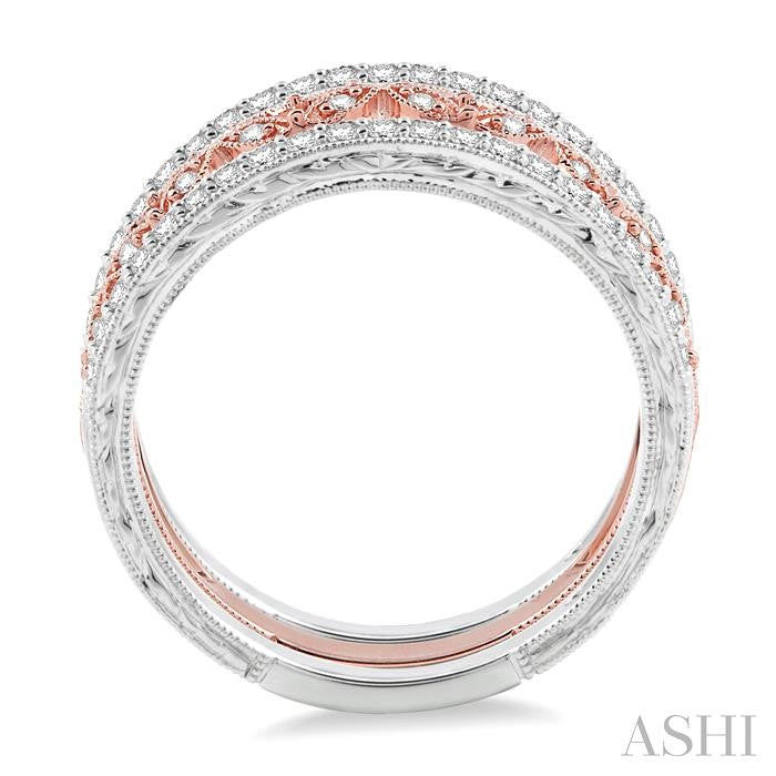 1/2 ctw Round Cut Diamond Triple Band Set in 14K White and Rose Gold