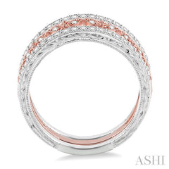 1/2 ctw Round Cut Diamond Triple Band Set in 14K White and Rose Gold