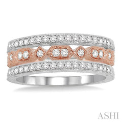 1/2 ctw Round Cut Diamond Triple Band Set in 14K White and Rose Gold