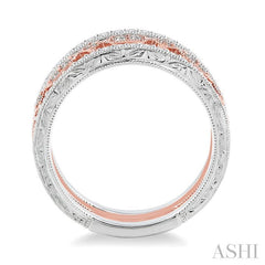 1/2 ctw Round Cut Diamond Triple Band Set in 14K White and Rose Gold