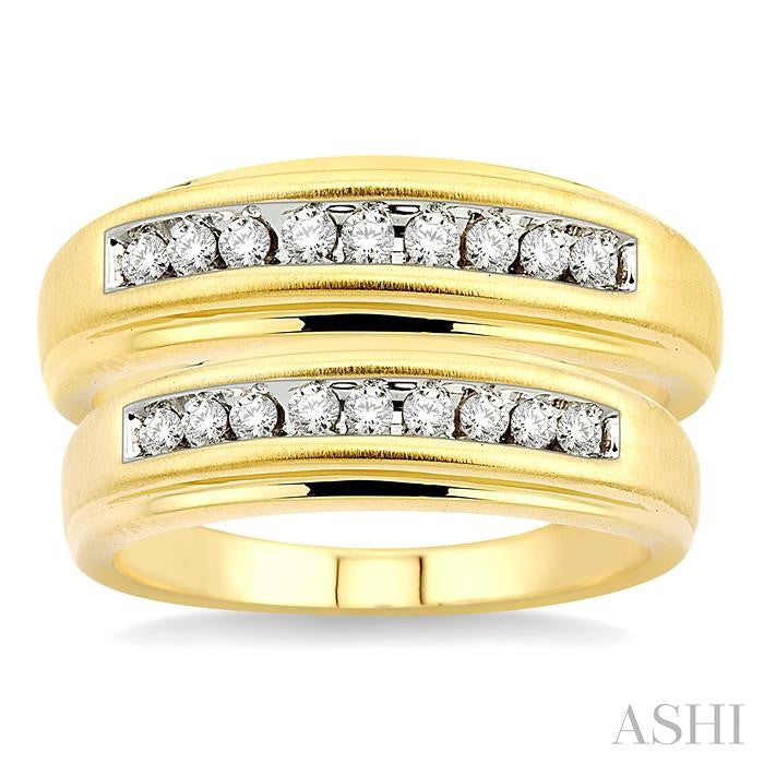 1/3 ctw Round Cut Diamond Duos Ring Set in 14K Yellow Gold
