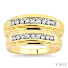 1/3 ctw Round Cut Diamond Duos Ring Set in 10K Yellow Gold