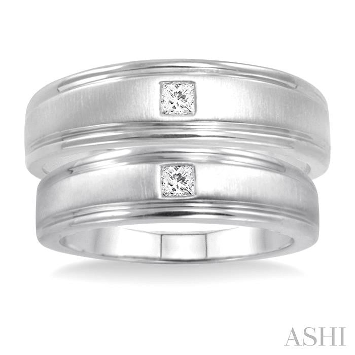 1/6 Ctw Princess Cut Diamond Duos Ring Set in 14K White Gold