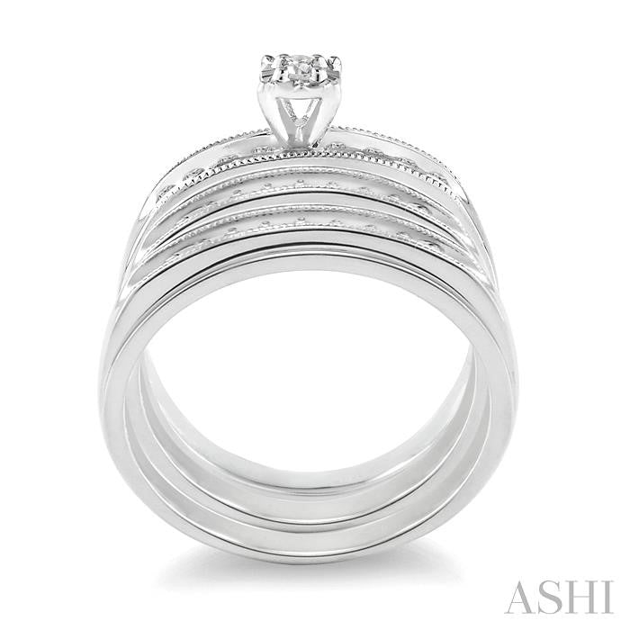3/8 Ctw Round Cut Trio Wedding Set in 14K White Gold