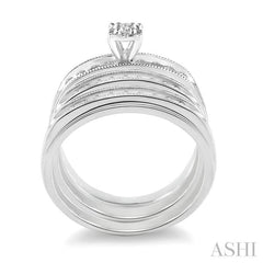 3/8 Ctw Round Cut Trio Wedding Set in 14K White Gold