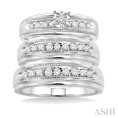 3/8 ctw Round Cut Trio Wedding Set in 10K White Gold