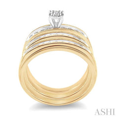 3/8 ctw Round Cut Trio Wedding Set in 10K Yellow Gold