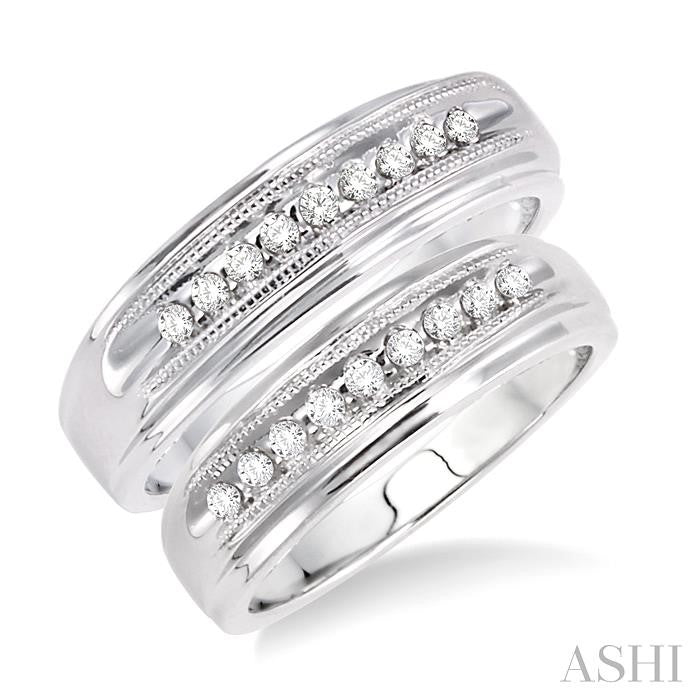 1/4 ctw Round Cut Diamond Duos Ring Set in 14K White Gold