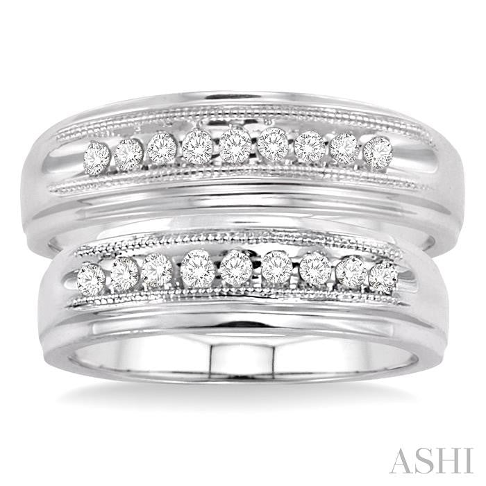 1/4 Ctw Round Cut Diamond Duos Ring Set in 10K White Gold