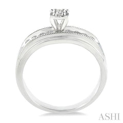 1/8 Ctw Round Cut Diamond Engagement Ring in 10K White Gold