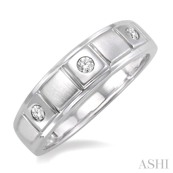 1/8 Ctw Round Cut Diamond Men's Ring in 14K White Gold