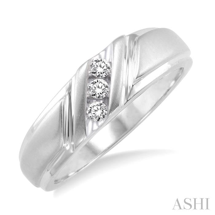 1/8 Ctw Round Cut Diamond Men's Band in 14K White Gold