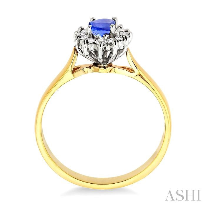 6x4MM Oval Cut Tanzanite and 1/5 Ctw Round Cut Diamond Ring in 14K Yellow Gold
