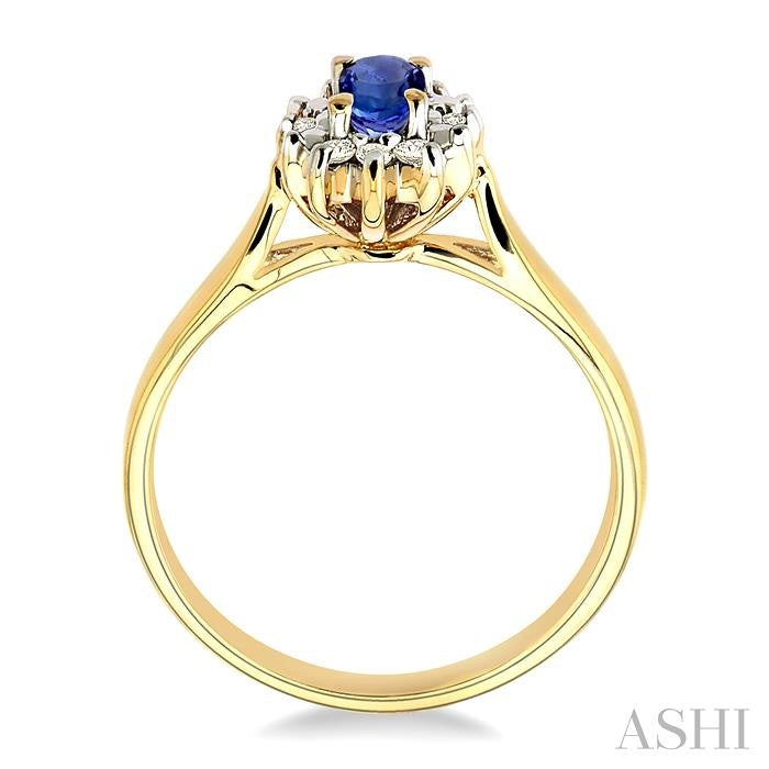 5x3mm Oval Cut Tanzanite and 1/10 Ctw Round Cut Diamond Ring in 14K Yellow Gold