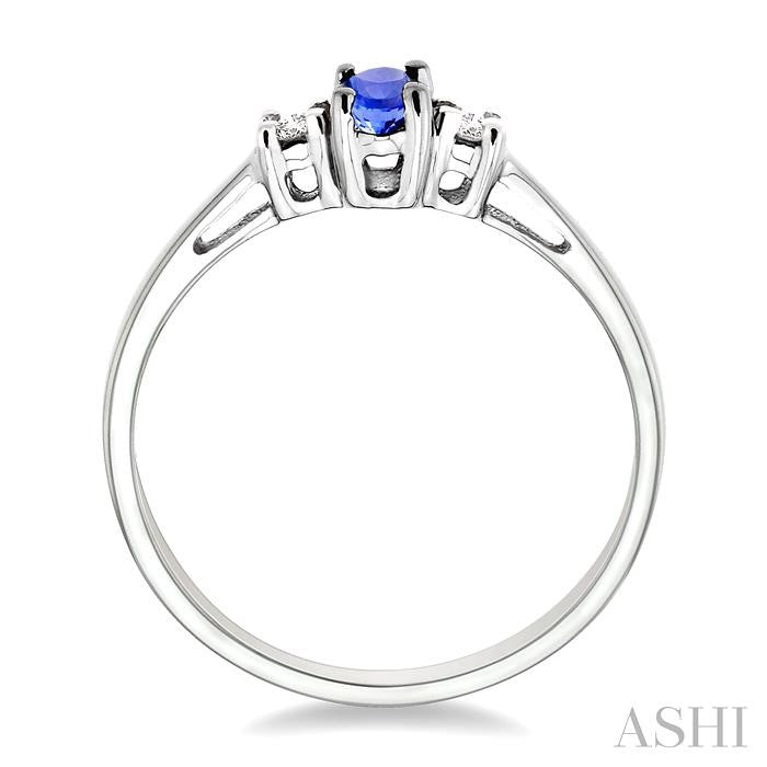 5x3mm Oval Cut Tanzanite and 1/20 Ctw Round Cut Diamond Ring in 10K White Gold