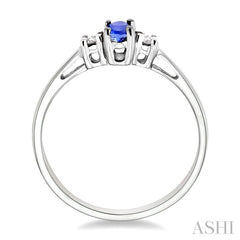 5x3mm Oval Cut Tanzanite and 1/20 Ctw Round Cut Diamond Ring in 10K White Gold
