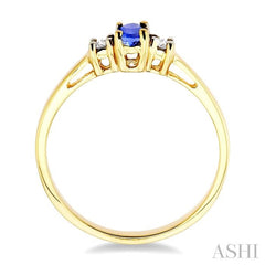 5x3mm Oval Cut Tanzanite and 1/20 Ctw Round Cut Diamond Ring in 10K Yellow Gold