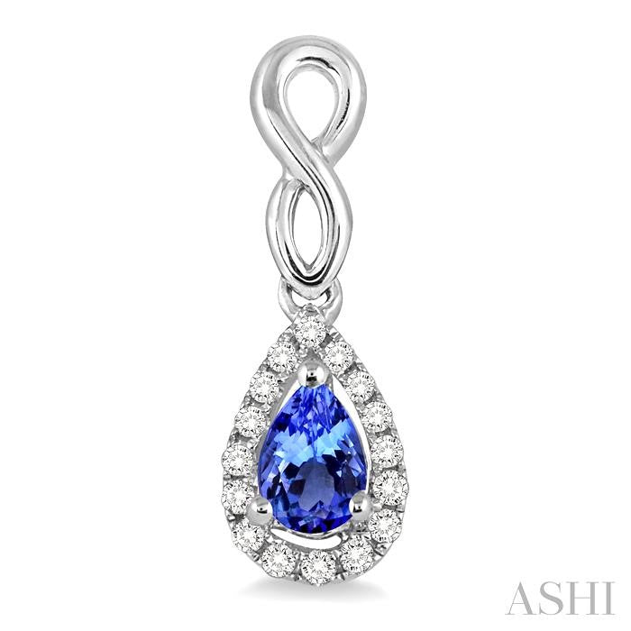 5x3 MM Pear Shape Tanzanite and 1/6 Ctw Round Cut Diamond Earrings in 14K White Gold