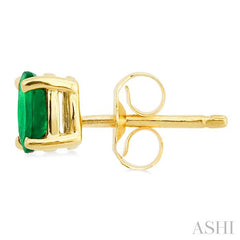 5x3 MM Oval Cut Emerald Stud Earrings in 14K Yellow Gold