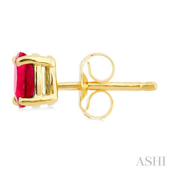 5x3 MM Oval Cut Ruby Stud Earrings in 14K Yellow Gold